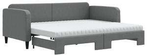 Sofa rozsuwana z materacami, ciemnoszara, 90x200 cm, tkanina