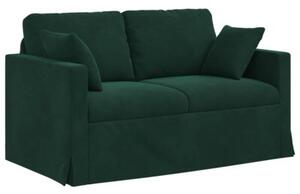 Modularna sofa aksamitna w ciemnej zieleni z czarnymi akcentami