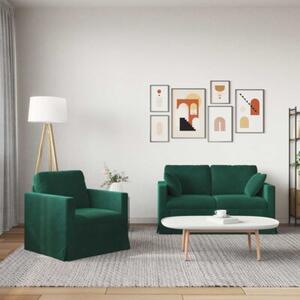 Modularna sofa aksamitna w ciemnej zieleni z czarnymi akcentami