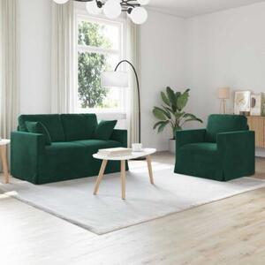 Modularna sofa aksamitna w ciemnej zieleni z czarnymi akcentami