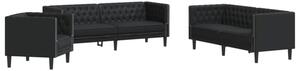 Zestaw 3-cz. wypoczynkowy chesterfield, czarny, sztuczna skÃ³ra