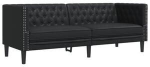 Zestaw 3-cz. wypoczynkowy chesterfield, czarny, sztuczna skÃ³ra