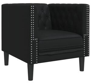 Zestaw 3-cz. wypoczynkowy chesterfield, czarny, sztuczna skÃ³ra