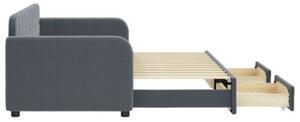 Sofa rozsuwana z szufladami, ciemnoszara, 80x200 cm, aksamit