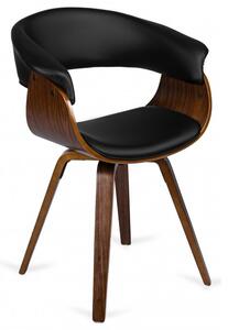 Krzesło Tapicerowane z Drewna Giętego Do Jadalni OHIO Czarne Ekoskóra