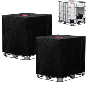 Pokrowiec na zbiornik IBC - 1000 L - Odporny na UV - 120 x 100 x 116 cm - Czarny, zestaw 2 szt. - Do zbiornika IBC 1000 litrów