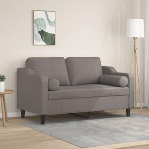 Sofa 2-osobowa z poduszkami, kolor taupe, 120 cm, tkanina