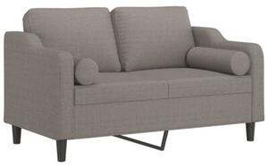 Sofa 2-osobowa z poduszkami, kolor taupe, 120 cm, tkanina