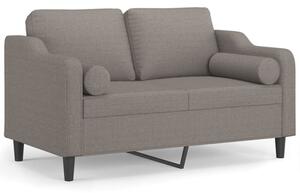 Sofa 2-osobowa z poduszkami, kolor taupe, 120 cm, tkanina