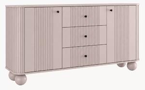 Komoda Vesper 160 cm z szufladami na kulach - kaszmir / czarne uchwyty / nogi kule