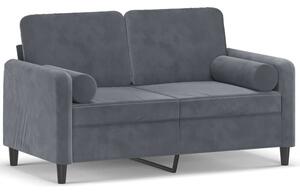 Sofa 2-osobowa z poduszkami, ciemnoszara, 120 cm, aksamit
