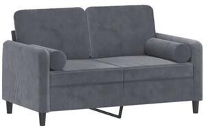 Sofa 2-osobowa z poduszkami, ciemnoszara, 120 cm, aksamit