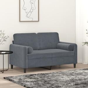 Sofa 2-osobowa z poduszkami, ciemnoszara, 120 cm, aksamit