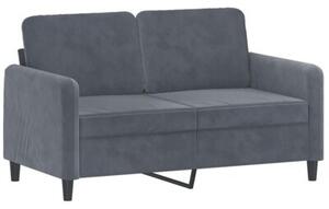 Sofa 2-osobowa z poduszkami, ciemnoszara, 120 cm, aksamit