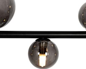 Lampa wisząca czarna z dymionym szkłem, wydłużona 8-punktowa - Monako Oswietlenie wewnetrzne