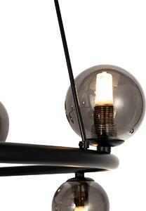 Lampa wisząca czarna z dymionym szkłem okrągła 8-punktowa - Monako Oswietlenie wewnetrzne
