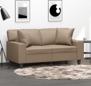 Sofa 2-osobowa z poduszkami, cappuccino, 120 cm, sztuczna skÃ³ra