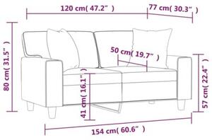 Sofa 2-osobowa z poduszkami, kremowa, 120 cm, sztuczna skÃ³ra