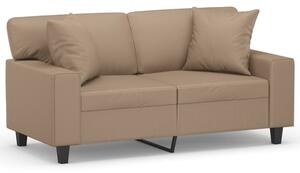Sofa 2-osobowa z poduszkami, cappuccino, 120 cm, sztuczna skÃ³ra