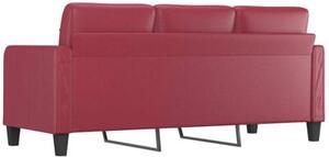 Sofa, 3-osobowa winna czerwieÅ, 180 cm, sztuczna skÃ³ra