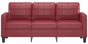 Sofa, 3-osobowa winna czerwieÅ, 180 cm, sztuczna skÃ³ra