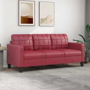 Sofa, 3-osobowa winna czerwieÅ, 180 cm, sztuczna skÃ³ra