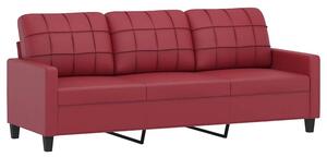 Sofa, 3-osobowa winna czerwieÅ, 180 cm, sztuczna skÃ³ra