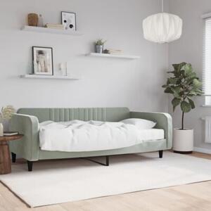 Sofa z materacem do spania, jasnoszara, 100x200 cm, aksamit