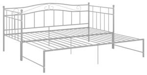 Sofa z wysuwaną ramą łóżka, szara, metalowa, 90x200 cm