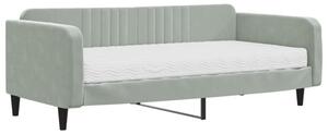 Sofa z materacem do spania, jasnoszara, 100x200 cm, aksamit