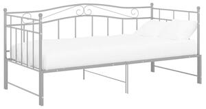 Sofa z wysuwaną ramą łóżka, szara, metalowa, 90x200 cm