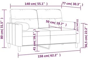 Sofa 2-osobowa z poduszkami, czarna, 140 cm, tkanina