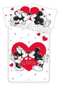 Czerwono-biała bawełniana pościel dziecięca jednoosobowa 140x200 cm Mickey and Minnie "Love" – Jerry Fabrics
