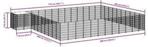 Kojec dla psa, srebrny, 37,51 m², stalowy