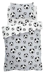 Jasnoszara polarowa pościel dziecięca dwuosobowa 200x200 cm Football – Catherine Lansfield