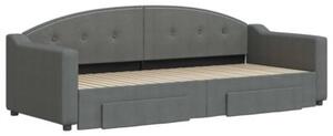 Sofa rozsuwana z szufladami, ciemnoszara, 80x200 cm, tkanina