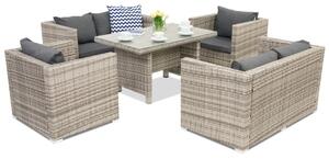 Meble ogrodowe z technorattanu Roma Apetito 6 Garden Point szare