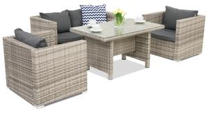 Meble ogrodowe z technorattanu Roma Apetito 4 Garden Point szare