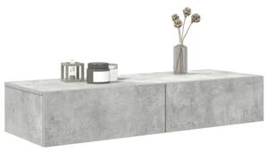 Półka ścienna z szufladami, szarość betonu 100x36x19 cm