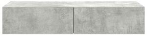 Półka ścienna z szufladami, szarość betonu 100x36x19 cm