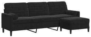 Sofa 3-osobowa z podnÃ³Å¼kiem, czarna, 210 cm, aksamit