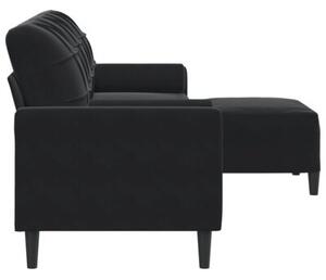 Sofa 3-osobowa z podnÃ³Å¼kiem, czarna, 210 cm, aksamit