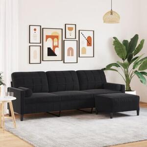 Sofa 3-osobowa z podnÃ³Å¼kiem, czarna, 210 cm, aksamit