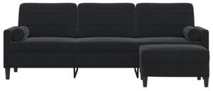 Sofa 3-osobowa z podnÃ³Å¼kiem, czarna, 210 cm, aksamit