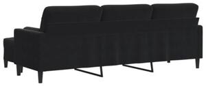 Sofa 3-osobowa z podnÃ³Å¼kiem, czarna, 210 cm, aksamit