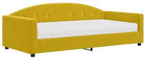 Sofa z materacem do spania, żółta, 100x200 cm, aksamit