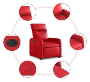 Elektryczny fotel rozkÅadany, czerwony, obity sztucznÄ skÃ³rÄ