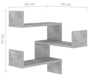 Narożna półka ścienna, szarość betonu, 40x40x50 cm