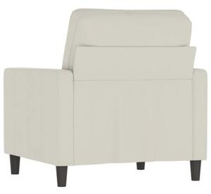 Fotel, kremowy, 60 cm, obity aksamitem
