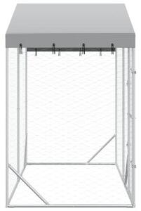 Kojec dla psa, z dachem, srebrny, 3x1,5x2,5 m, stal